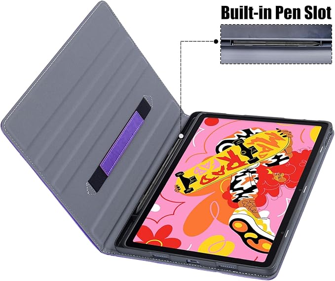 Stand Case for Wacom Movinkpad 11 Tablet Black | PU Leather Protective Coverwith Pen Holder &amp Pocket/Hand Strap Multiple-angles Viewing StandSoft TPU Back Shell