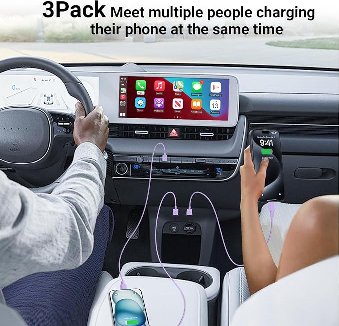 Car Carplay Cable for iPhone 16 15 Pro Max 15 Plus Car Charger 6FT USB to USB C Cable for Car Charger Adapter Carplay USB C Cord Accessories Charging for iPad 10th Gen/iPad Pro Air 5th-DarkBlue