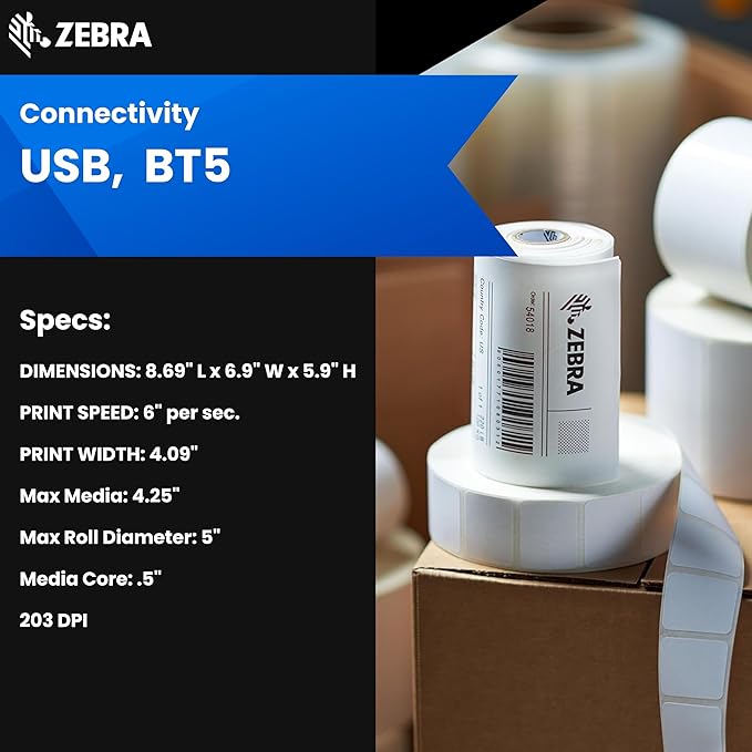 Zebra ZD421 Direct Thermal Label USB Printer 203 DPI ZD4A042-D01M00EZ