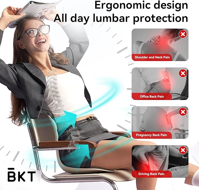 BKT Seat Cushion Chair Ergonomic Office Chair Cushions Lumbar Support for Seat Pillow Ideal for Students Office Workers Nursing Mothers Long Sitting Outdoor Fishing Floor (L-Black)
