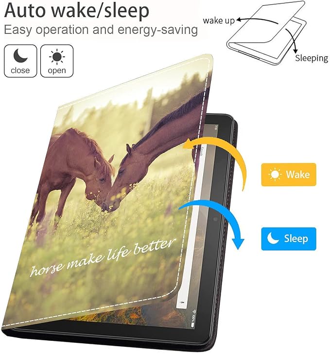 Case for Kindle Fire HD 8/Fire HD 8 Plus Tablet (12th/10th Gen 2022/2020 Release) - Slim Lightweight PU Leather Stand Cover with Auto Wake/Sleep Celestial Theme Sun with Crescent Moon