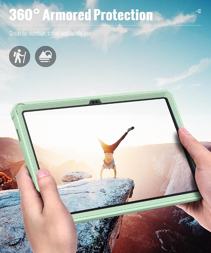 MoKo Shockproof Case Fit Samsung Galaxy Tab A11+ Plus/ A9+ 11 Inch | Full Body Rugged Stand Back Cover with Built-in Screen Protector for Galaxy Tab A11+/ A9+ Tablet Light Gray