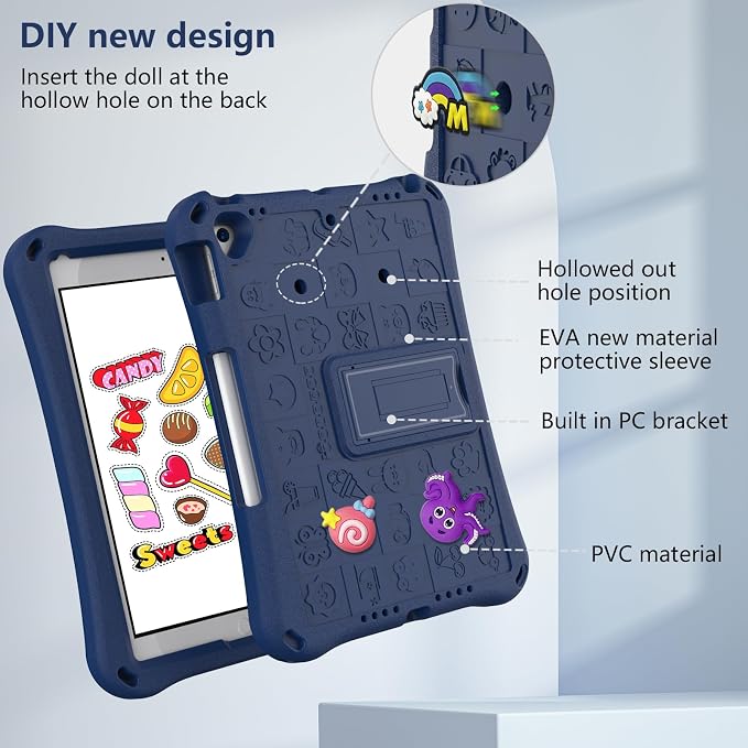 Case for iPad 10.2 Inch 2021/2020/2019/ iPad Pro 10.5 Inch/Air 3rd Gen (2019) Shoulder Strap Kickstand Children Friendly Anti-Scratch Shockproof Case Lightpurple