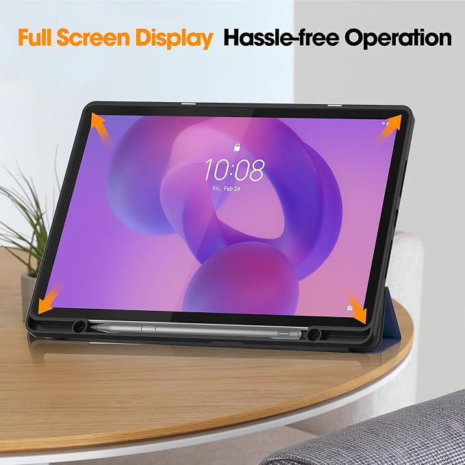 YRH for Idea Tab Pro 12.7 inch Case 2025 with Pen Holder Soft TPU Back Tablet Cover Case with Auto/Sleep (Black)