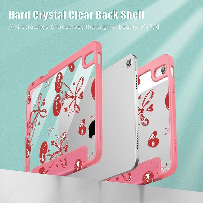 Mektron Case for 2026 iPad Air 11 inch M4 8th (M3 2025 7th /M2 2024 6th) Compatible with iPad Air 10.9 (2022 5th Gen /2020 4th Gen) Shockproof Clear Shell Blue Bows &amp Flowers