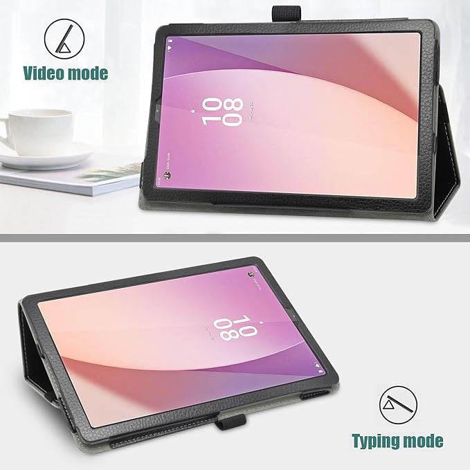 Bige for Lenovo Tab M8 FHD (2nd Gen) CasePU Leather Folio 2-Folding Stand Cover for Lenovo Tab M8 FHD (2nd Gen) TB-8705F 8 Tablet(Only fit Lenovo TB-8705F)Black