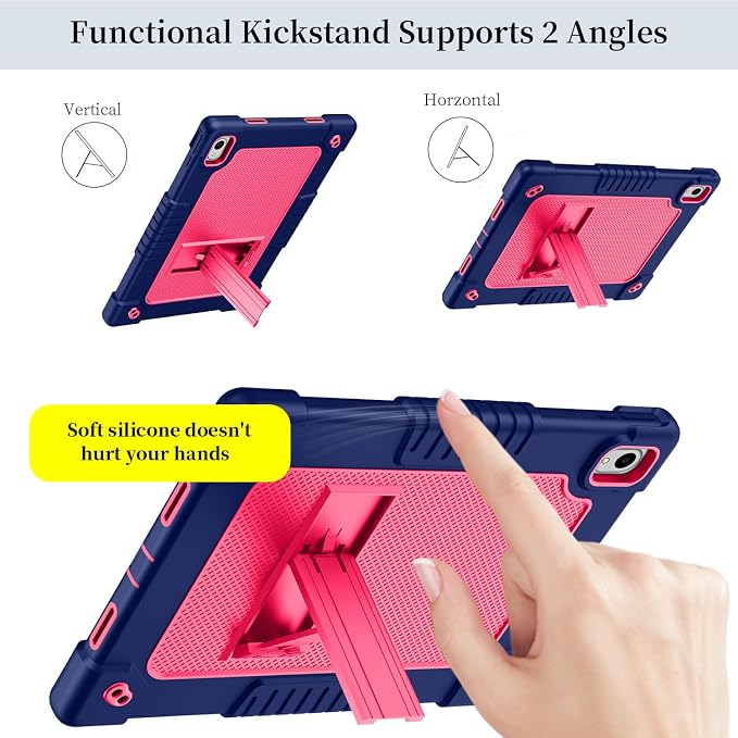 Compatible with Walmart Onn.11 Tablet Pro Case 2024 (Model:100146660) Silicone Hard Back Hybrid Cover Built in Kickstand Shoulder Strap Case for Onn 11 Tablet Pro 11 inch (Black)