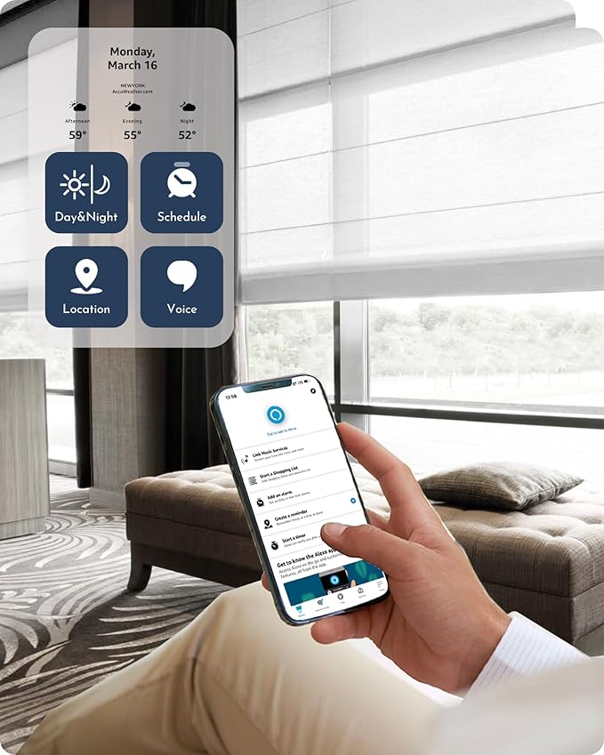 Graywind Smart Roman Shades 20% Blackout Compatible with Alexa Google Rechargeable Motorized Window Blinds Remote Control View Visible Plain Fold, Custom Size (Semi-Sheer White)