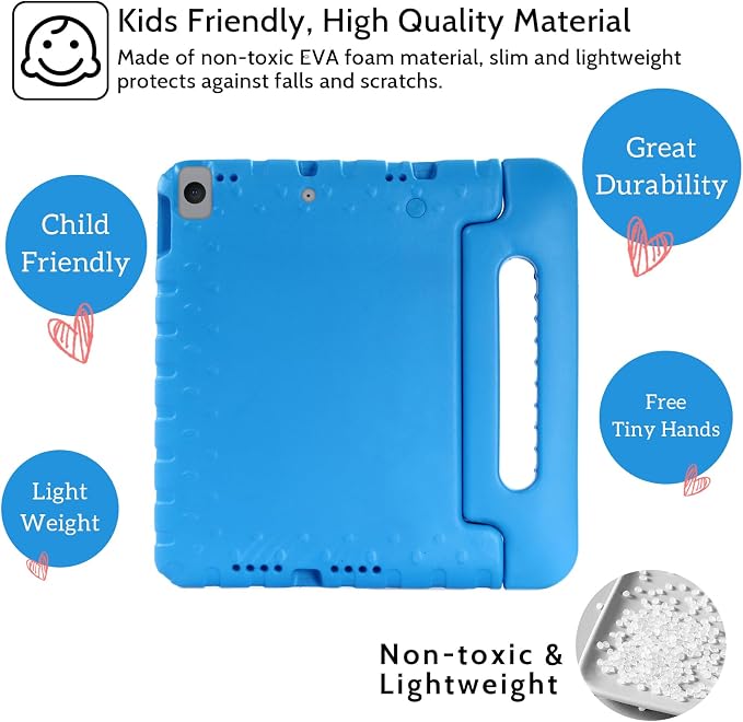 Dteck Kids Case for iPad 10.2 - Shockproof Rugged EVA Handle Stand Child Proof Case for iPad 9/8/7 Generation Black