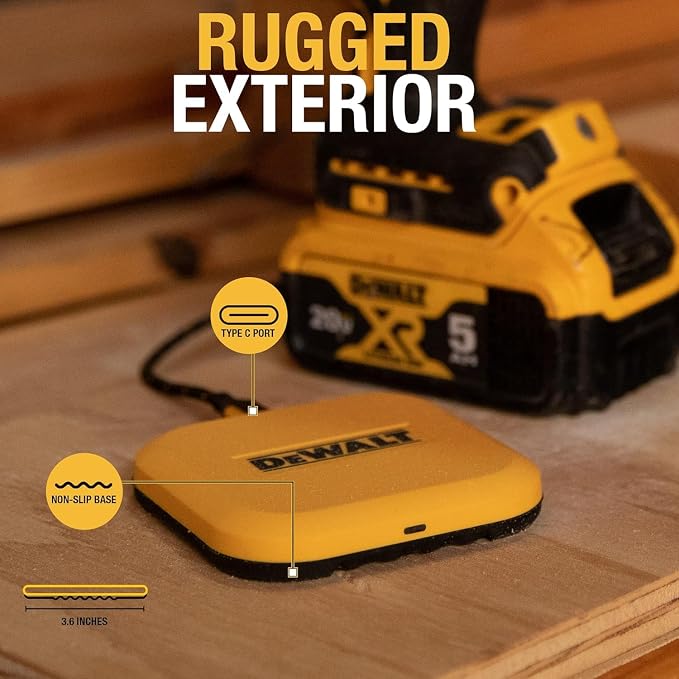 DEWALT Heavy Duty Wireless Charger 10W Max Fast Wireless Charging Pad | Compatible with iPhone 17/16/15/14/13/12/11/X/8 Pro Max Plus Samsung Galaxy S22/S21 AirPods