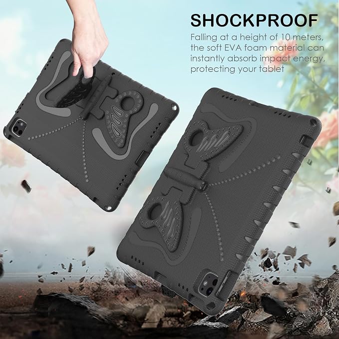 Kids Case for iPad Air 13 (2026/2025/2024) M4/M3/M2 &amp iPad Pro 13 2024 &amp iPad Pro 12.9 Cover 6th/5th/4th/3rd Gen (2022/2021/2020/2018) DIY Figures EVA Rubber Handle Stand Shockproof Bumper