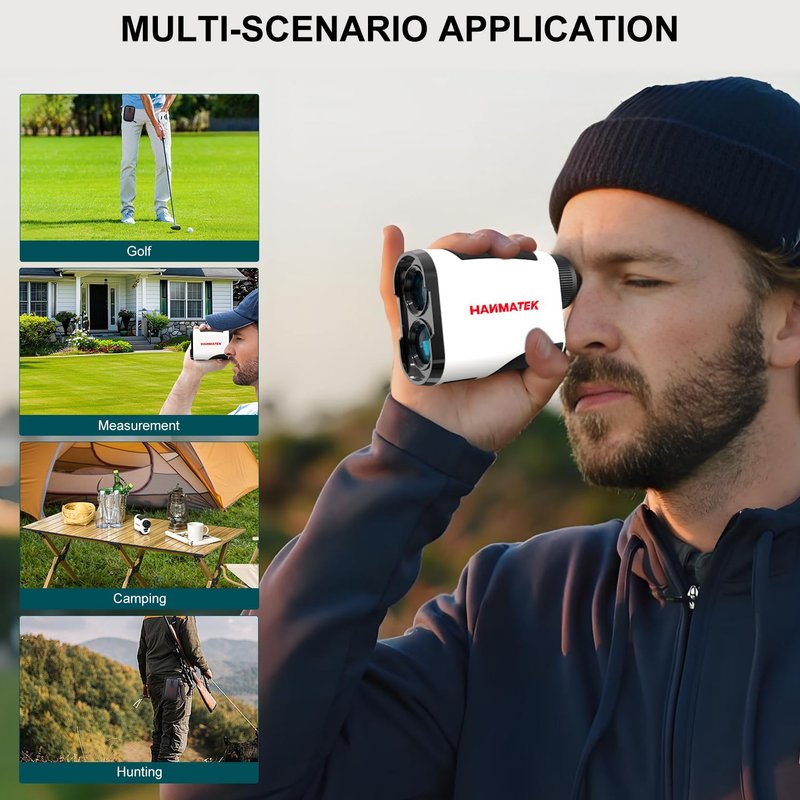 HANMATEK GR1200 Golf Rangefinder with Slope, Flag Lock & Vibration, 6.5X Magnification, 1200 Yards Range, Rechargeable Battery, Golf Distance Finder for Men and Women