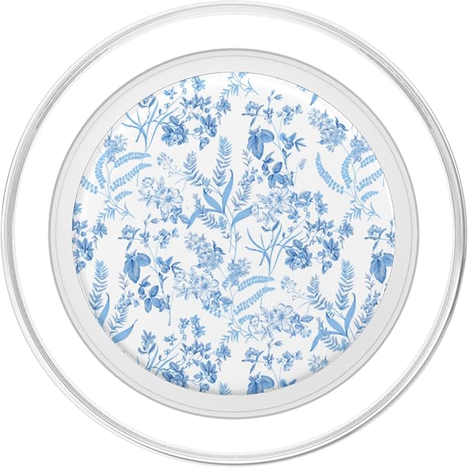 Blue &amp White Toile French Pattern Cute Flowers Botanical PopSockets Adhesive PopGrip