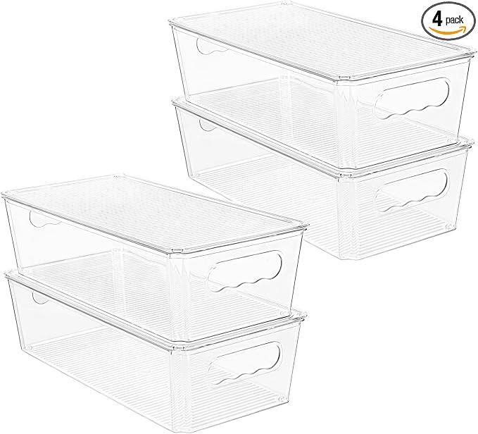 Vtopmart 8pcs Clear Stackable Storage Bins with Lids