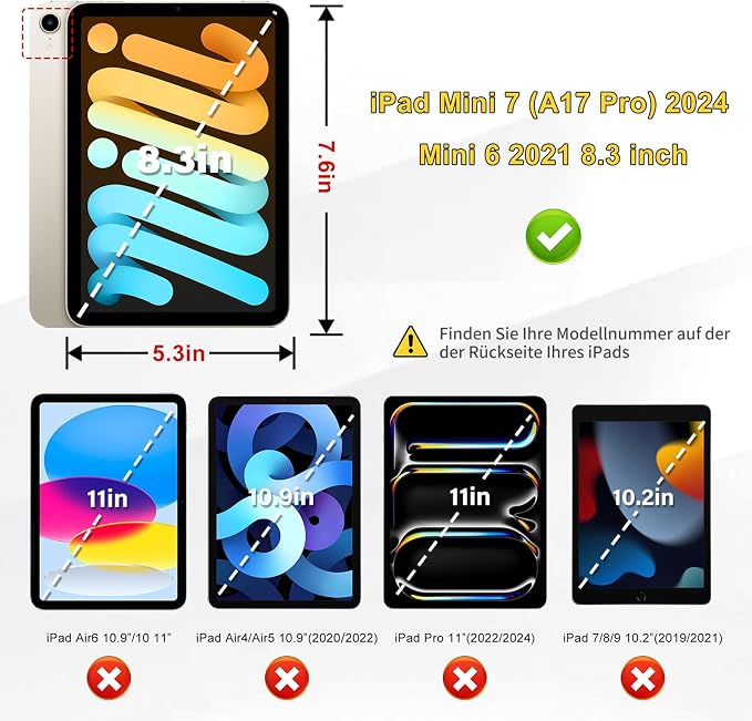 Kids Case for iPad Mini7(A17 Pro)2024/Mini 6 with Handle &amp Screen Protector | Child-Friendly Shockproof Case with Handle &amp Adjustable Portrait/Landscape Stand for iPad mini 7th 2024/6th 2021 8