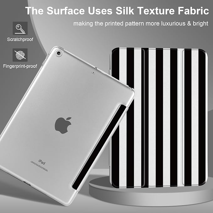 Compatible with iPad 10.2 Inch Case 2021 2020 2019 Smart Lightweight Trifold Stand Hard Plastic Transparent Cover Support Auto Sleep/Wake for iPad 10.2 9th/8th/7th Gen - Bear &amp Cherry
