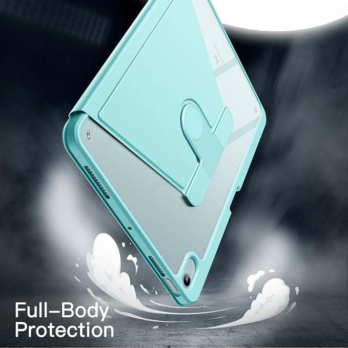 JETech Rotating Case ONLY for iPad Air 11-Inch M4/M3/M2 (2026/2025/2024) iPad Air 5/4 (2022/2020 5th/4th Generation 10.9-Inch) 360 Degree Rotation Protective Stand Cover Clear Back (Black)