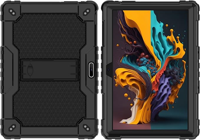 case for Dragon Touch Notepad K10 MAX10 Plus Case Built in Stand Shoulder Strap for FEONAL K118 K101 Veidoo T80 Plus 10.1 inches Tablet (Black/Black)