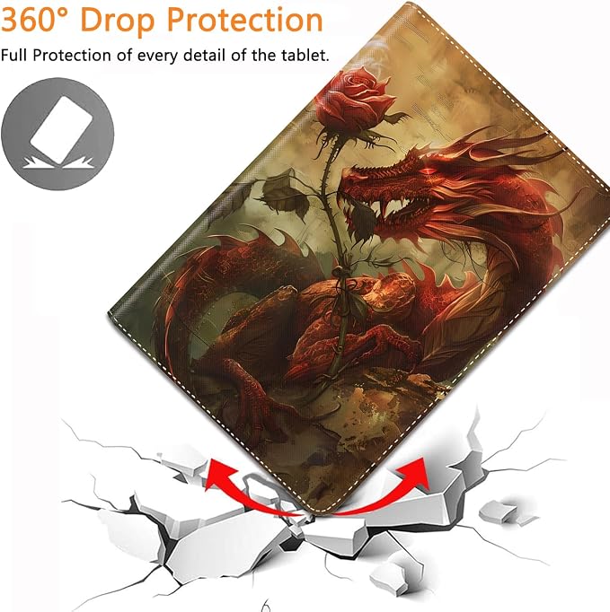 for iPad 10th-Gen 10.9-inch 2022 Case Adjustable Stand Shockproof Protective Cover with Automatic Wake-up/Sleep Function Suitable for iPad 10th Gen 2022 Case Art Dragonfly