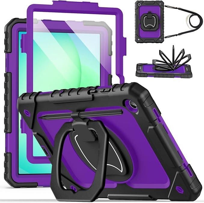 Cantis Case for Samsung Galaxy Tab A11 Plus 11'' 2026 (SM-X230/X236/X238) | Shockproof Case for Tab A11+ with Screen Protector/Rotating Stand/Pen Holder/Shoulder Strap Black