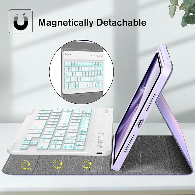 FINTIE Keyboard Case for iPad mini 7th Generation (A17 Pro) / mini 6 8.3 | Detachable Magnetic Bluetooth Keyboard Soft TPU Cover Multi-Angle Viewing Pencil Holder Backlight/Fantasy Ombre