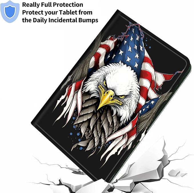 Case for Google Pixel Tablet 11 2023PU Leather 360 Degree Rotatable Kickstand Tablet Cover with Magnetic Closure for Pixel Tablet 11 2023/ All 10.5-11.5 Tablet，American Eagle with Flag