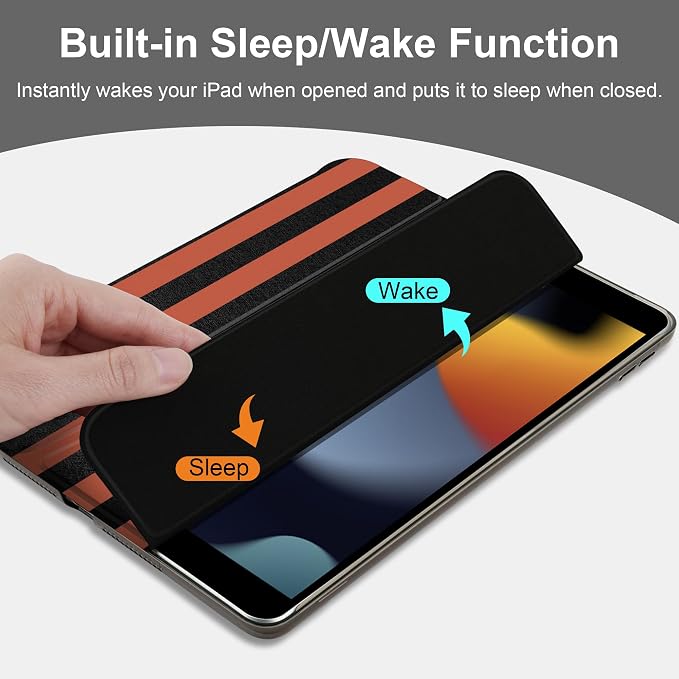 Compatible with iPad 10.2 Inch Case 2021 2020 2019 Smart Lightweight Trifold Stand Hard Plastic Transparent Cover Support Auto Sleep/Wake for iPad 10.2 9th/8th/7th Gen - Bear &amp Cherry