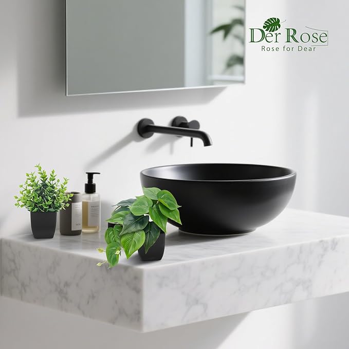 Der Rose 6 Pack Fake Plants Small Artificial Plants in Black Pots for Home Office Desk Bathroom Aesthetic Farmhouse Room Decor Indoor