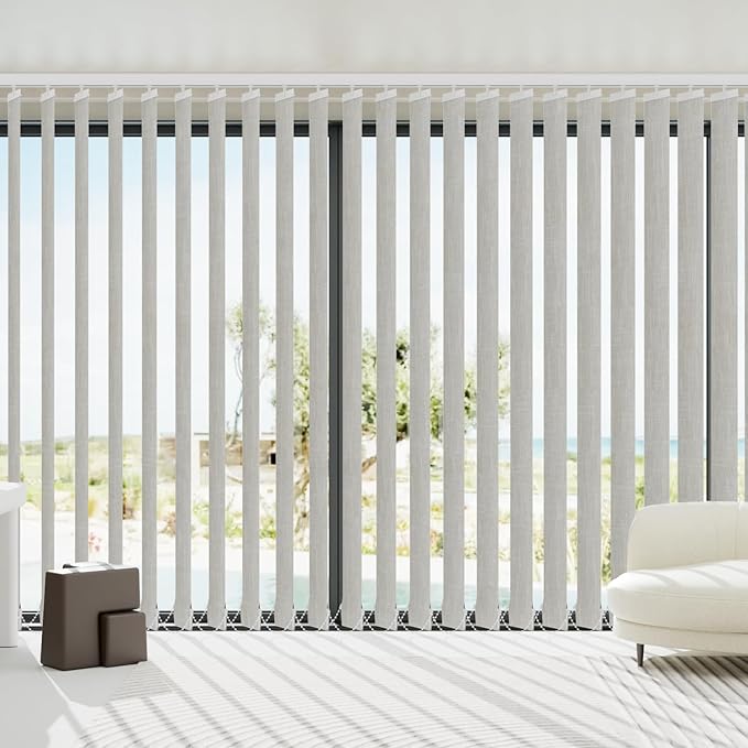 Blindify Motorized Vertical Blinds Compatible with Alexa Google Home, Blackout Sliding Door Shades Smart Vertical Blinds Remote Control Customize, Cozy Beige
