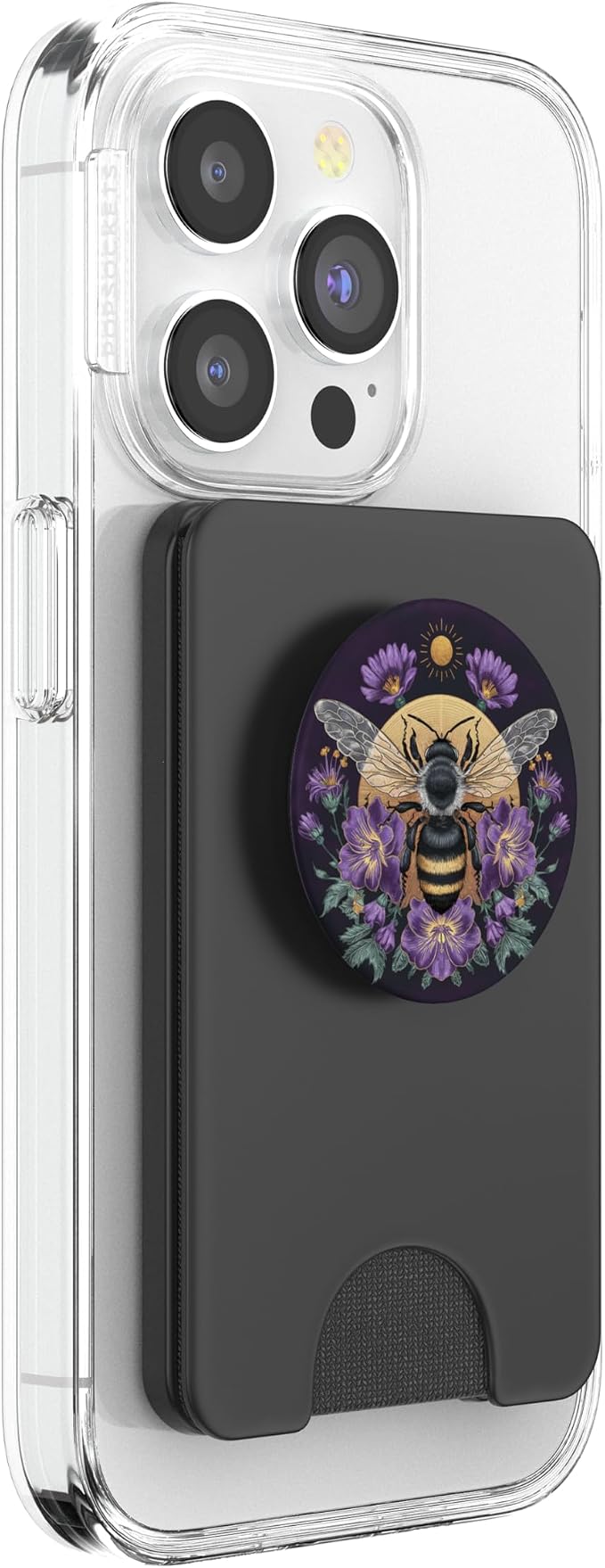 Honey Bees and Purple Flower Botanical Bumblebee Lush Floral PopSockets Adhesive PopGrip