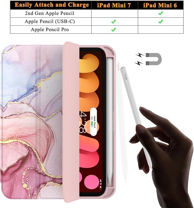 Soke Case for iPad mini (A17 Pro) 7th/ 6th Generation (Book Wine) | Built-in Apple Pencil Slot fit iPad Mini 2024 and 2021 8.3 inch Auto Sleep/Wake