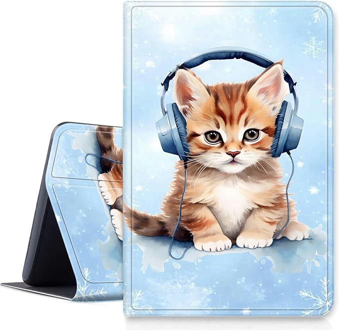 Case for Fire 7 2019/2017/2015Black Cat Purple Roses | DIGTIALL Slim Cover for Fire 7 Tablet 9th/7th/5th Gen 7.0 Folding Stand Protective Case Auto Sleep/Wake Smart Shell