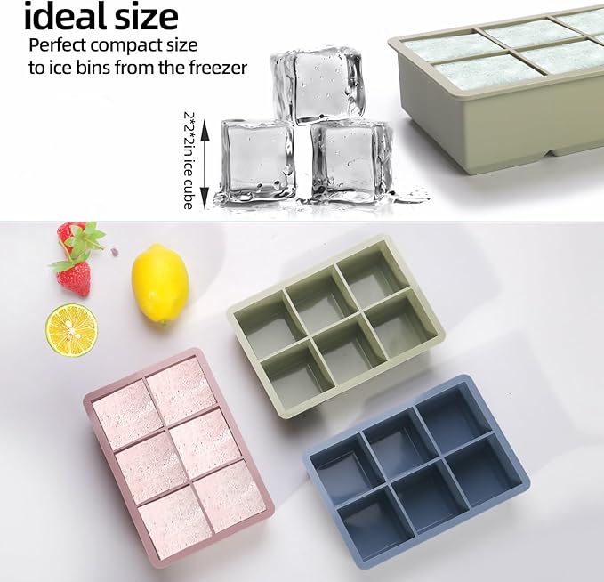 BECOKIT 1/2 Cup Silicone Freezer Tray With Lid,Silicone Freezer Molds 3-Pack For meal prep & freezing of various sauces and other dishes, makes 18 perfect 1/2 cup portions cubes (Multicolor 3 Pack)
