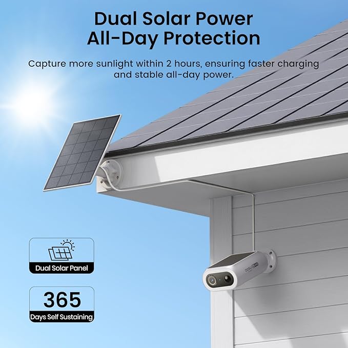 AOSU 4K Security Cameras Wireless Outdoor System, 6-Cam Kit with HomeCortex AI, Face Recognition & Behavior Detection, Dual Solar Power, Expandable Up to 16TB, No Monthly Fees for Home Surveillance