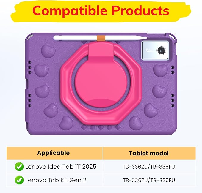 Kids Case for Lenovo IdeaTab11 2025/K11 Gen 2TB-336ZU/FU | Made of non-toxic odorless EVA materialStrong drop resistance，360 degree rotating support，Suitable for children's learning