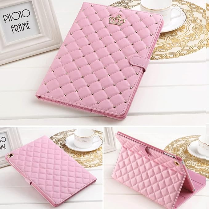 Changjia for iPad 9.7Inch 6th/5th Generation 2018/2017 CaseiPad air 2/Air with Pencil HolderCute Crown Girly Diamond Elegant PU Leather Smart Auto Sleep/Wake Stand Protective Case for iPad 9.7Black