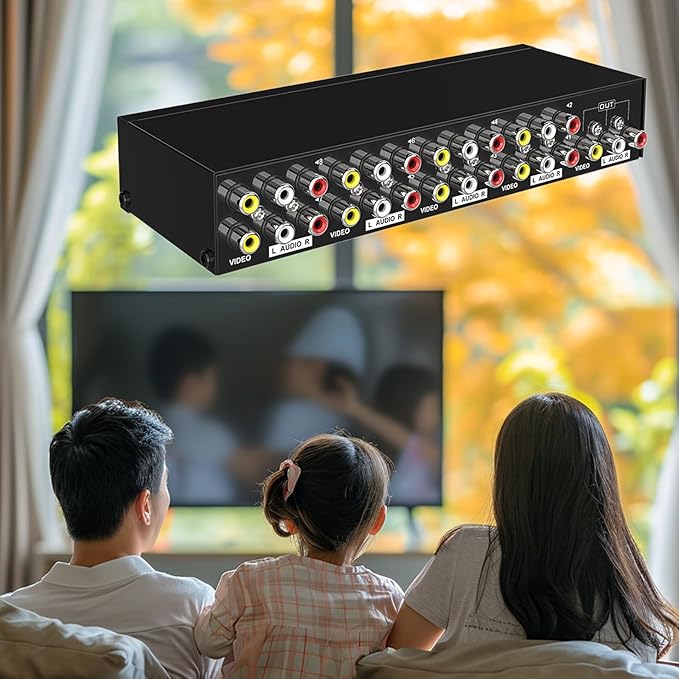 Manual 8Way Video Signals Switcher Box 8in 1Out Video Vid Switching Box Switcher Easy Switching Device Source Management