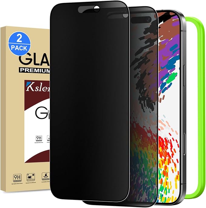 2 Pack Matte Privacy Screen Protector for iPhone 15 Pro Max 6.7-inch with Easy Installation Tool Anti Spy Anti Glare Tempered Glass Film Dynamic Island Compatible Case Friendly 9H Hardness