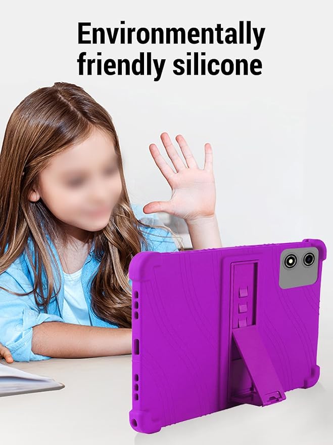 for YLEEBG P30（10 Inch） Android 15 Tablet Protective caseShockproof Lightweight Silicone Protective Cover with StandChild-Friendly ProtectionEasy to Clean DesignPurple