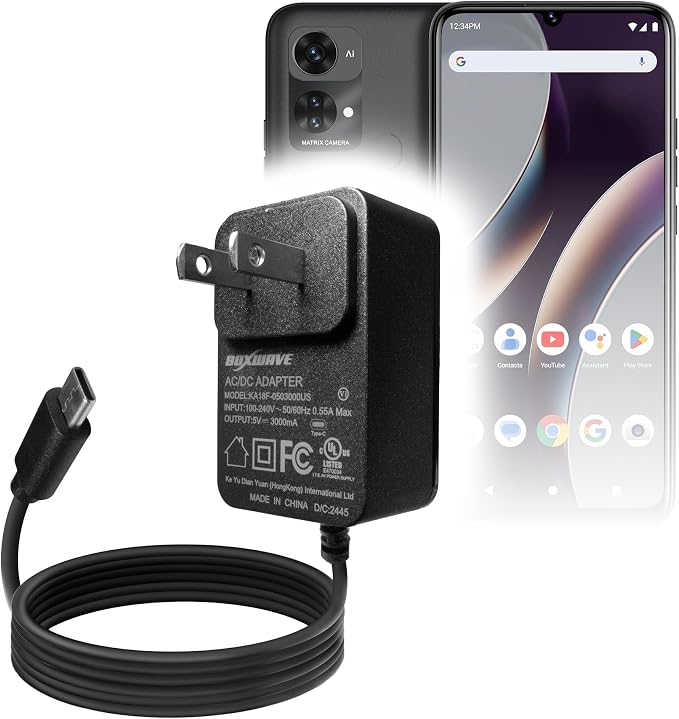 BoxWave Charger Compatible with BLU G73 - Wall Charger Direct (15W) Rapid Charge Your Device with Built-in 3ft Cable