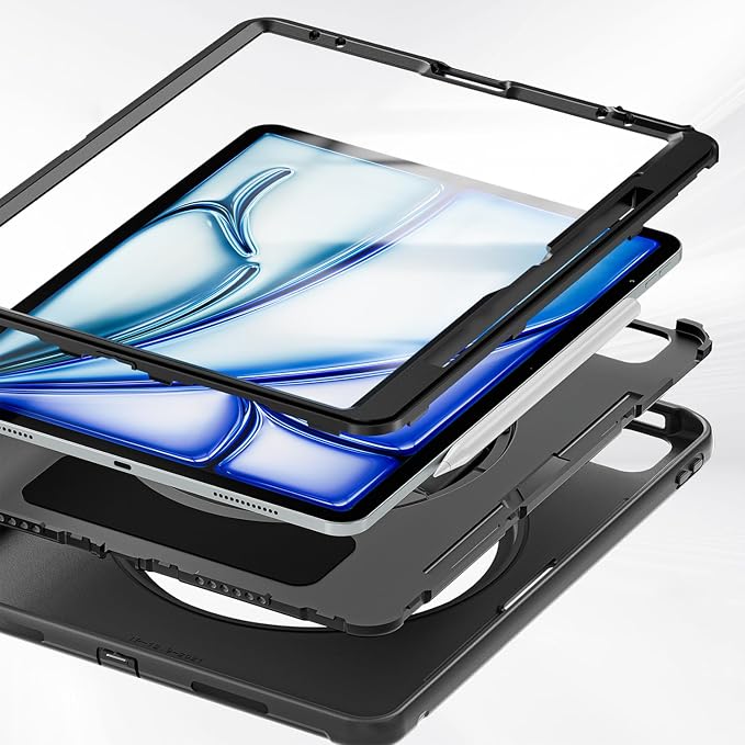 Sahara for iPad Air 11-inch (M4 / M3 / M2) Case - Heavy-Duty Protective Cover with Screen Protector Kickstand &amp Rotating Hand Strap Raider Series