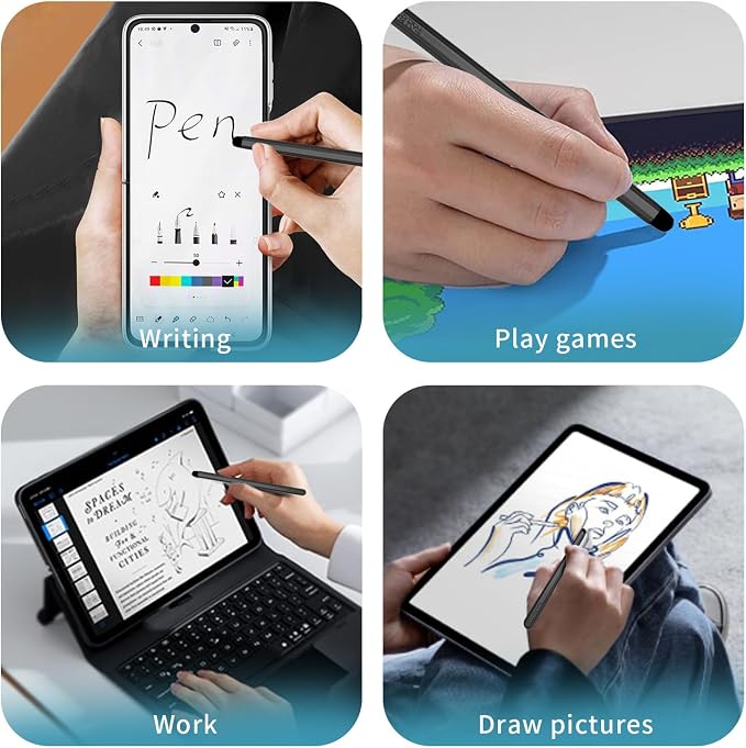 Stylus Pens with Pen Slot for Touch Screens High Precision Capacitive Universal Stylus for iPad iPhone Tablets Samsung Galaxy All Touch Screen Devices (Black)