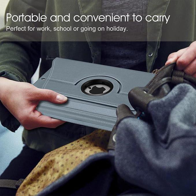 Fintie 360° Rotating Case for iPad 9th / 8th / 7th Generation 10.2 Inch | Swivel Stand Portrait &amp Landscape Viewing Shockproof Cover with Pencil Holder Auto Wake/Sleep Aqua Wave