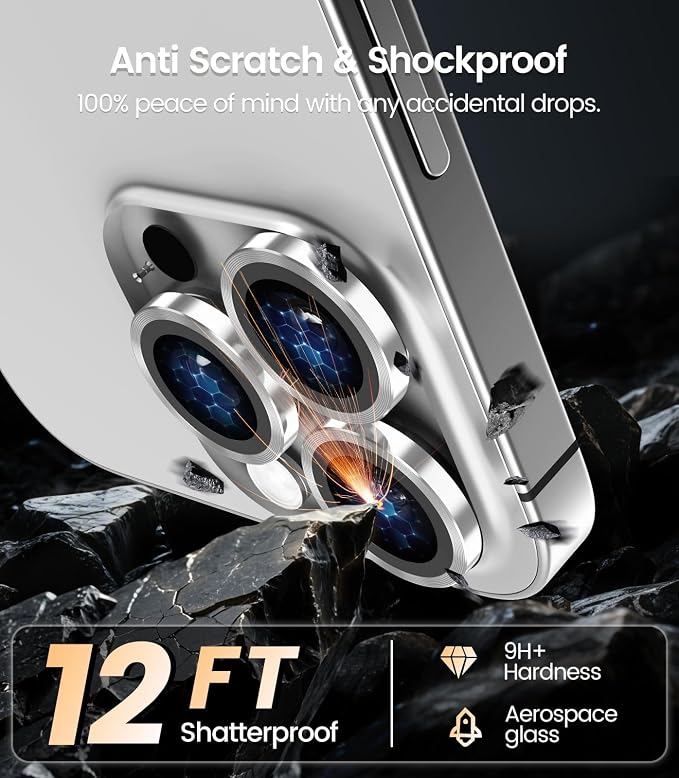 iGluz 2 Pack Anti-Reflection Camera Lens Protector for iPhone 17/16/16 Plus [98% Transmittance][1-Step Installation][Strong Adsorption] 9H Shatterproof Tempered Glass-Black