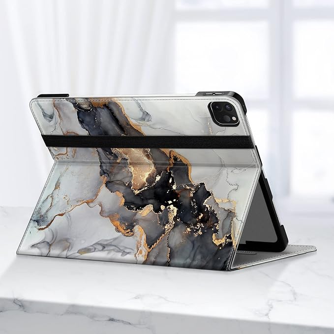 Fintie Multi-Angle Folio Case for iPad Pro 12.9 6th/5th/4th/3rd Generation | Multiple Viewing Angles Pencil Holder &amp Storage Pocket Drop Protection Pencil Charging Auto Sleep/Wake Blooming Hi
