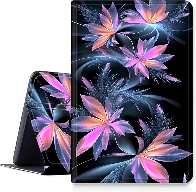 Case for Fire 7 2019/2017/2015Black Cat Purple Roses | DIGTIALL Slim Cover for Fire 7 Tablet 9th/7th/5th Gen 7.0 Folding Stand Protective Case Auto Sleep/Wake Smart Shell