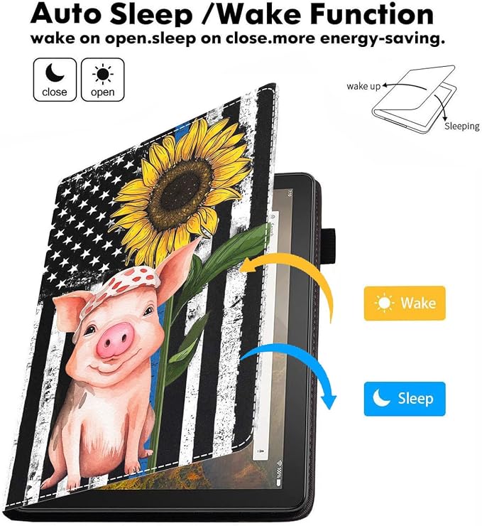 Case for Amazon Kindle Fire HD 10 Tablet 10.1 (9th/7th Generation 2019/2017 Release) Slim Folding Stand Folio Cover with Card Slot &amp Auto Wake/Sleep - African American Girl