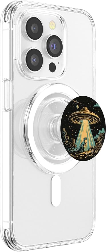 Alien Lover Flying Saucer UFO Abduction Dinosaur PopSockets Adhesive PopGrip