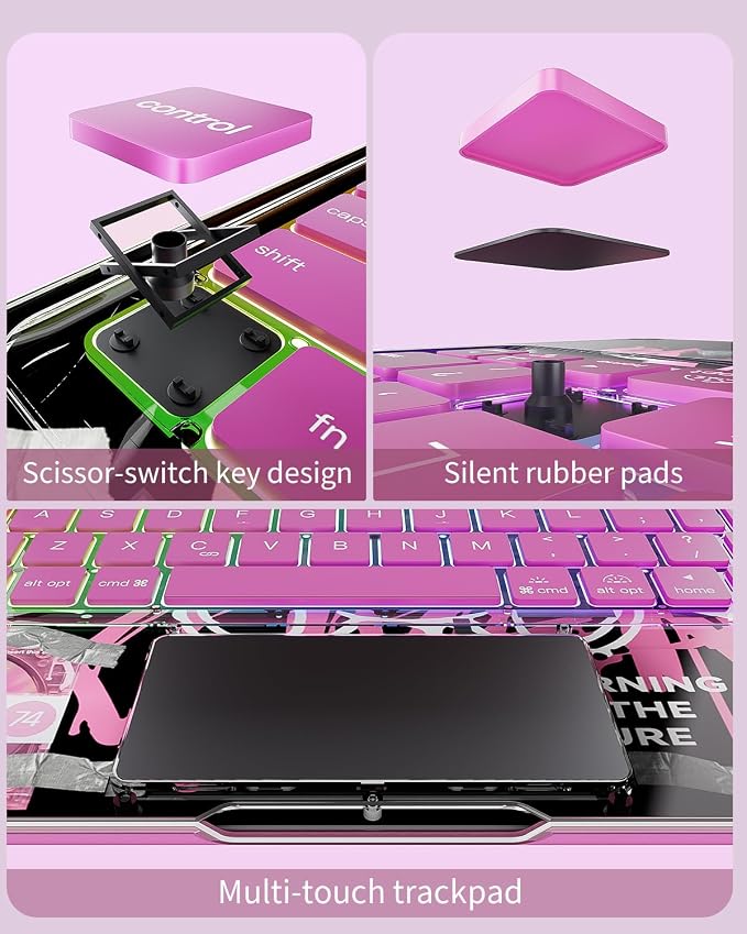 360°Rotation Bluetooth Keyboard Case for iPad 11th Gen（A16）10th 10.9 inch | iPad keyboard case 11/10th generationTouchpadKeyboard Battery Level Visualization360° rotateand 180° flip7-color backlit