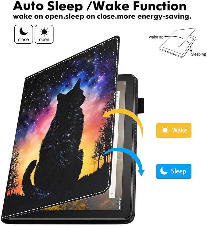 Case for Amazon Kindle Fire HD 10 Tablet 10.1 (9th/7th Generation 2019/2017 Release) Slim Folding Stand Folio Cover with Card Slot &amp Auto Wake/Sleep - African American Girl